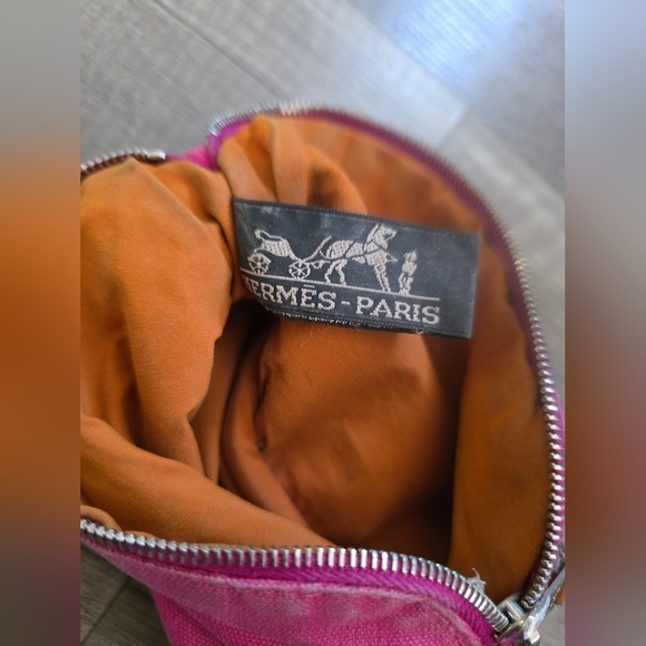 HERMES Toile Pink Coin Cosmetics Pouch Purse Mini Bag Authentic Canvas Y2K - Picture 2 of 16